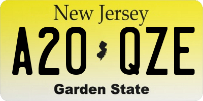 NJ license plate A20QZE