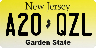 NJ license plate A20QZL