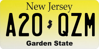 NJ license plate A20QZM