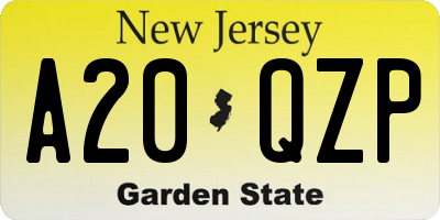 NJ license plate A20QZP