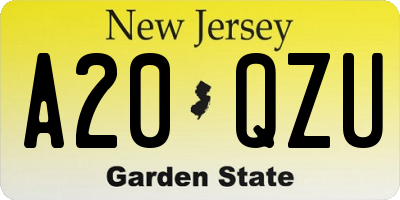 NJ license plate A20QZU