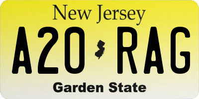 NJ license plate A20RAG