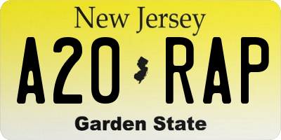 NJ license plate A20RAP