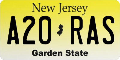 NJ license plate A20RAS