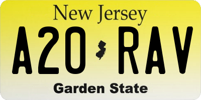 NJ license plate A20RAV