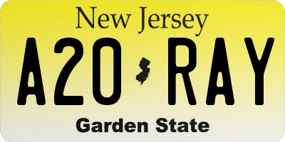 NJ license plate A20RAY