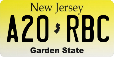 NJ license plate A20RBC