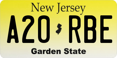 NJ license plate A20RBE