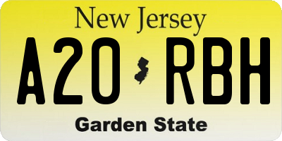 NJ license plate A20RBH