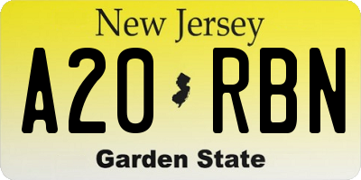 NJ license plate A20RBN