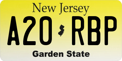 NJ license plate A20RBP