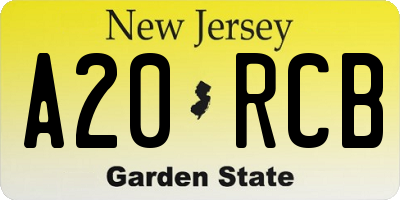 NJ license plate A20RCB