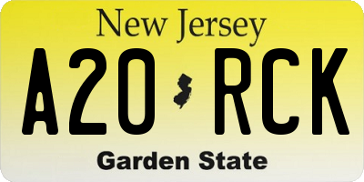 NJ license plate A20RCK