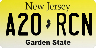 NJ license plate A20RCN
