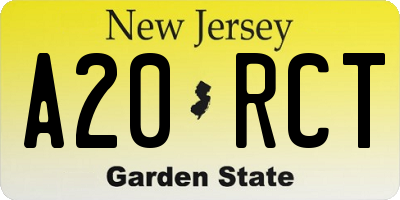 NJ license plate A20RCT