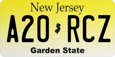NJ license plate A20RCZ