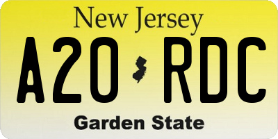 NJ license plate A20RDC