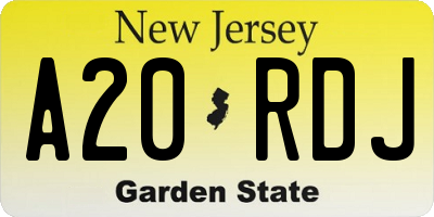 NJ license plate A20RDJ