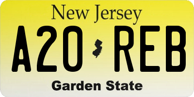 NJ license plate A20REB