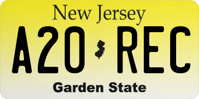 NJ license plate A20REC