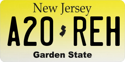 NJ license plate A20REH