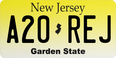 NJ license plate A20REJ