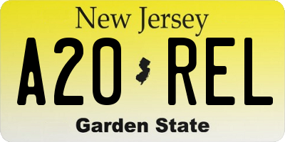 NJ license plate A20REL