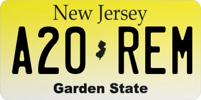 NJ license plate A20REM