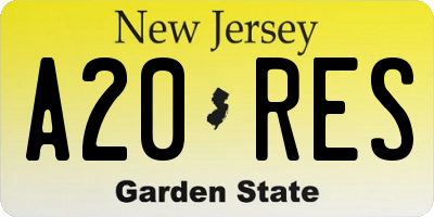 NJ license plate A20RES
