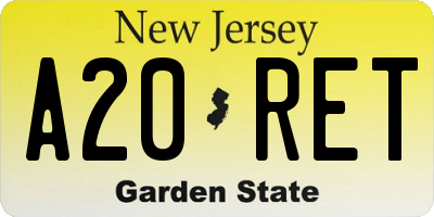 NJ license plate A20RET