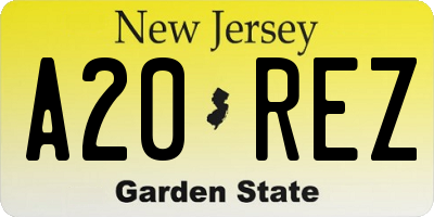 NJ license plate A20REZ
