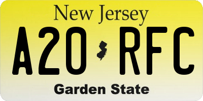 NJ license plate A20RFC