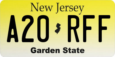 NJ license plate A20RFF