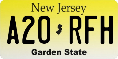 NJ license plate A20RFH