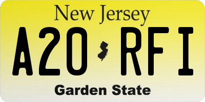NJ license plate A20RFI