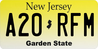 NJ license plate A20RFM