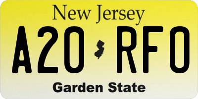 NJ license plate A20RFO