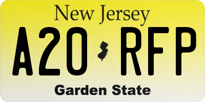 NJ license plate A20RFP