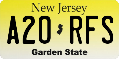 NJ license plate A20RFS
