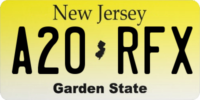 NJ license plate A20RFX