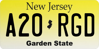 NJ license plate A20RGD