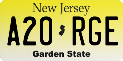 NJ license plate A20RGE