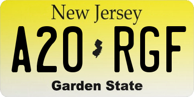 NJ license plate A20RGF