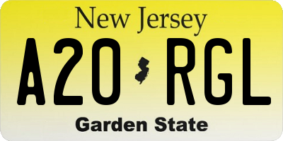 NJ license plate A20RGL