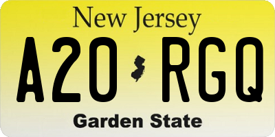 NJ license plate A20RGQ