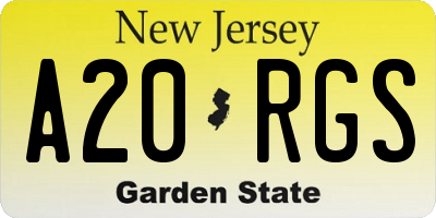 NJ license plate A20RGS