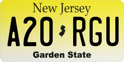 NJ license plate A20RGU