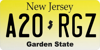 NJ license plate A20RGZ