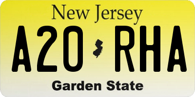 NJ license plate A20RHA