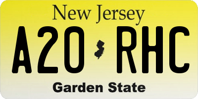 NJ license plate A20RHC